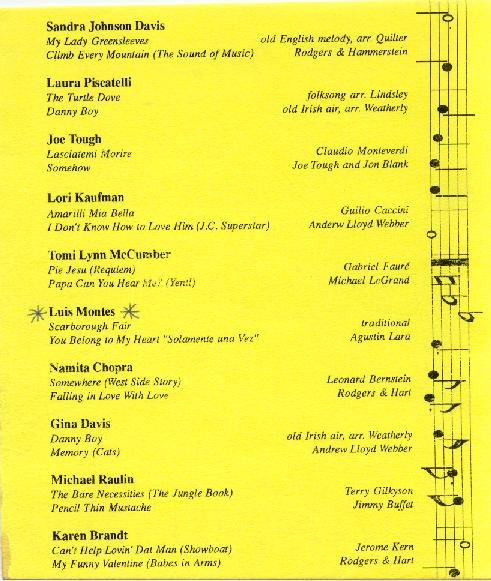 Montgomery College · Programa do recital · 1993